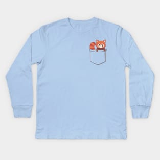 Cute Red Panda in a Pocket Kids Long Sleeve T-Shirt